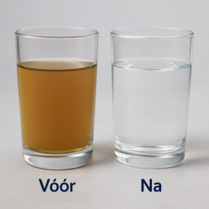 glas ongezuiverd grondwater + glas gezuiverd grondwater